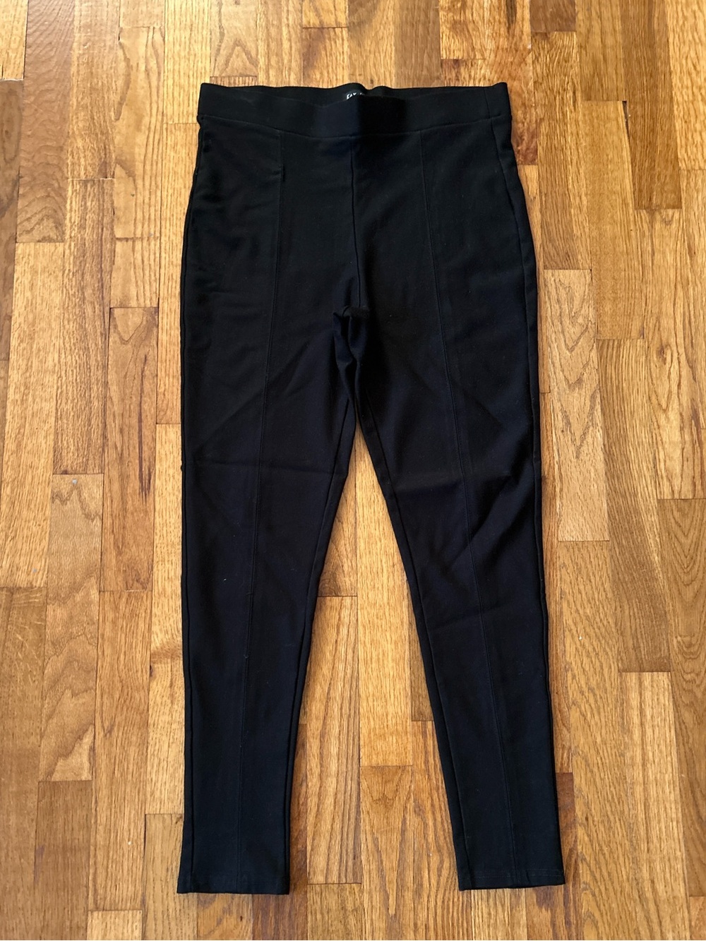 Kay Unger Pintuck Front Seam Black Stretch Leggings Skinny Pants Size Large